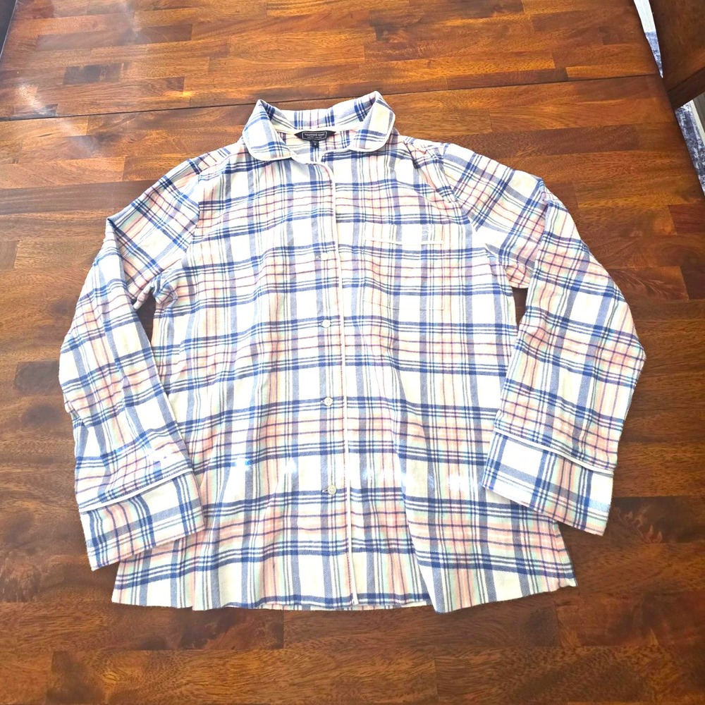Vineyard Vines womens S Plaid Blue White Pink button Cotton Viscose Pockets 059
